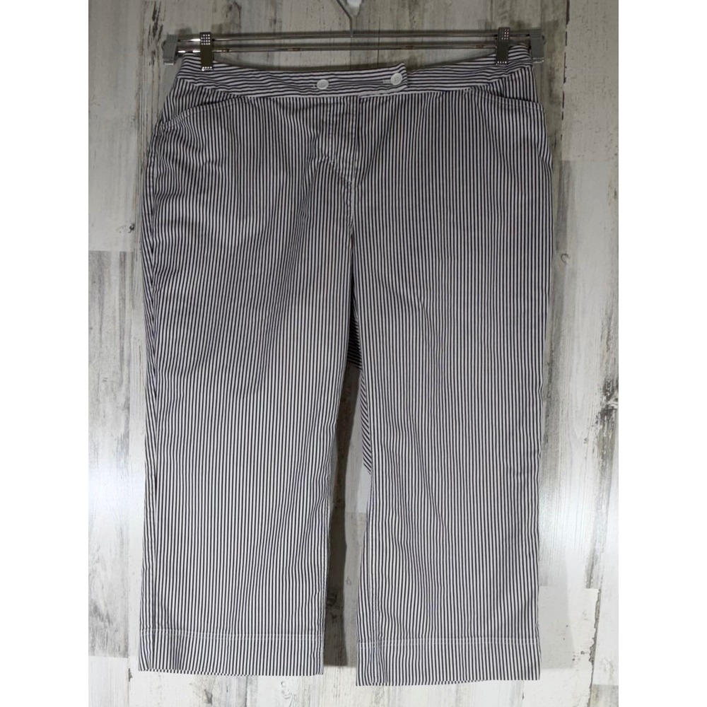 Jones New York Sport Woman Crop Pants 20W (39x24) Gray White Striped Stretch